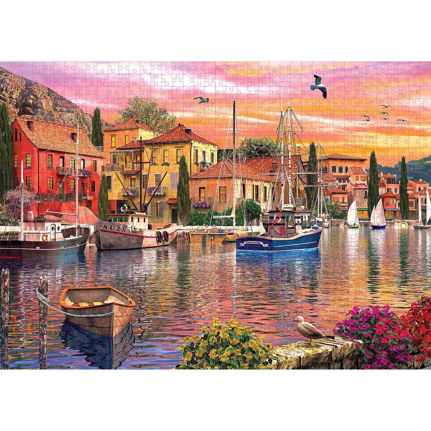 1000 Pieces Jigsaw Puzzle Mediterranean Harbor Home Decor Adults Puzzle Games Family Fun Floor Puzzles Kids Educational Toys