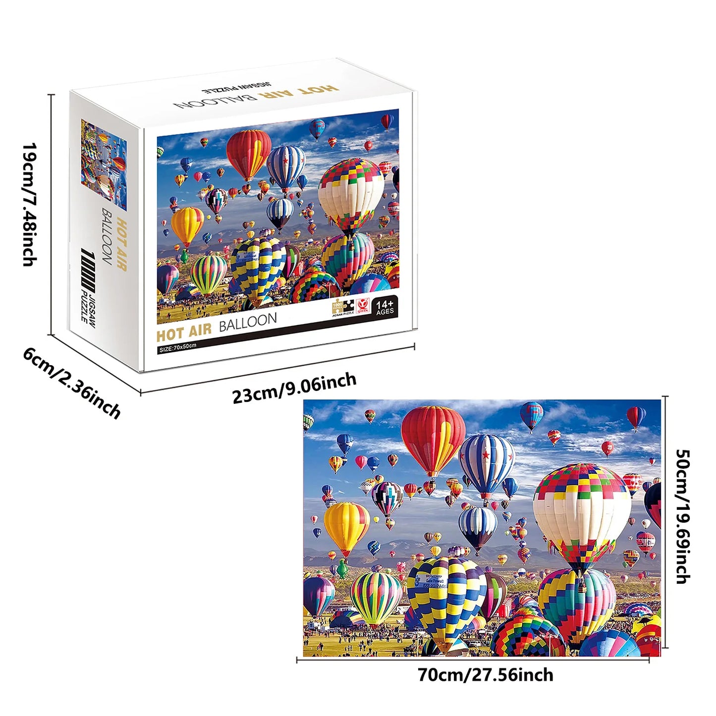 1000 Pieces Hot Air Balloon Jigsaw Puzzle Home Decor Adults Puzzle Games Family Fun Floor Puzzles Educational Toys for Kids