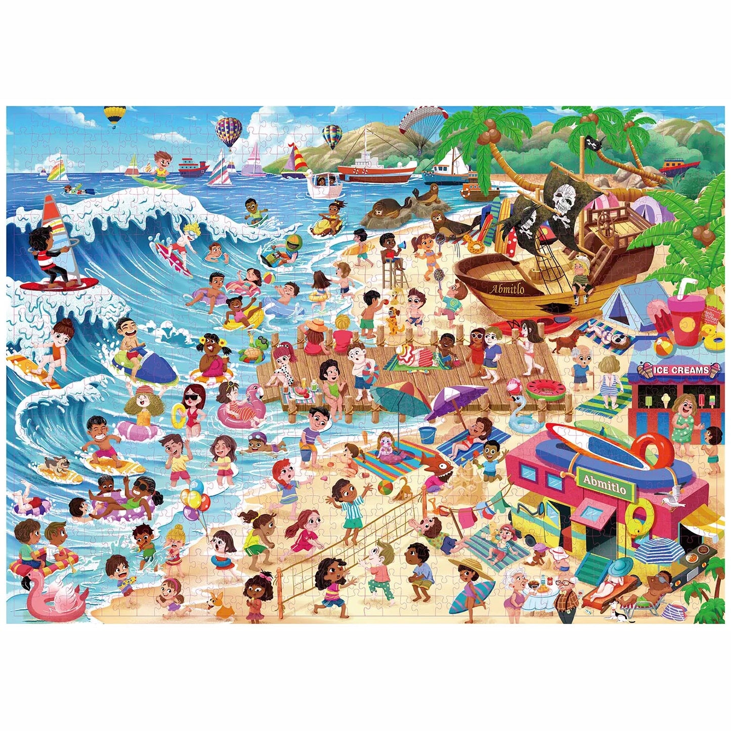 1000 Pieces Summer Beach Jigsaw Puzzle Home Decor Adults Puzzle Games Family Fun Floor Puzzles Educational Toys for Kids